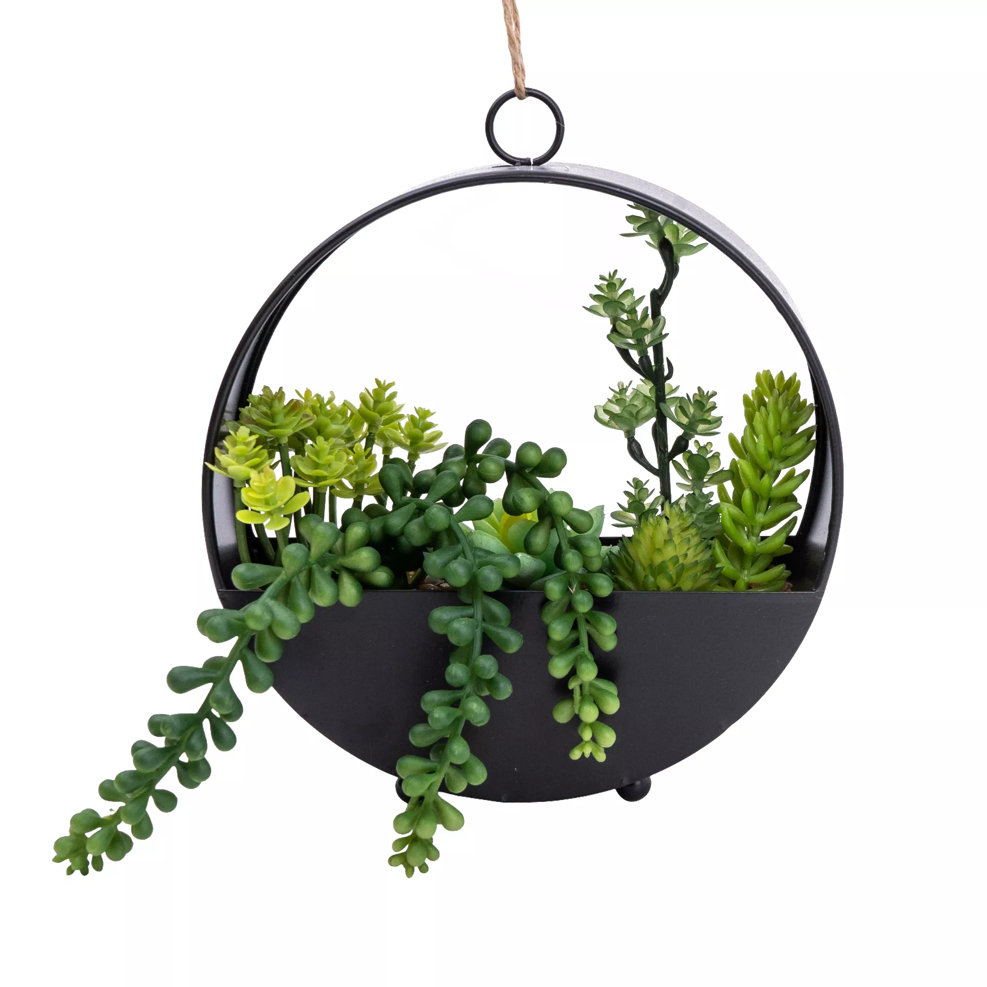 23cm Succulent Artificial Plant In Black Metal Pot 1 23cm Succulent Artificial Plant In Black Metal Pot