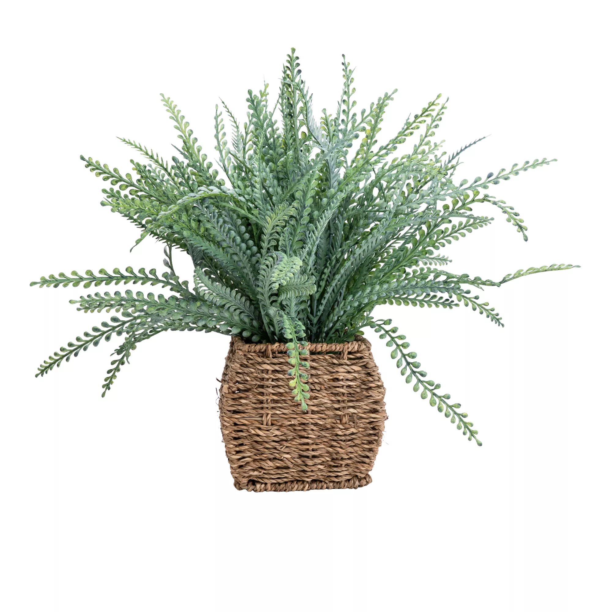 43cm Fern Artificial Plant In Brown Seagrass Basket 1 43cm Fern Artificial Plant In Brown Seagrass Basket