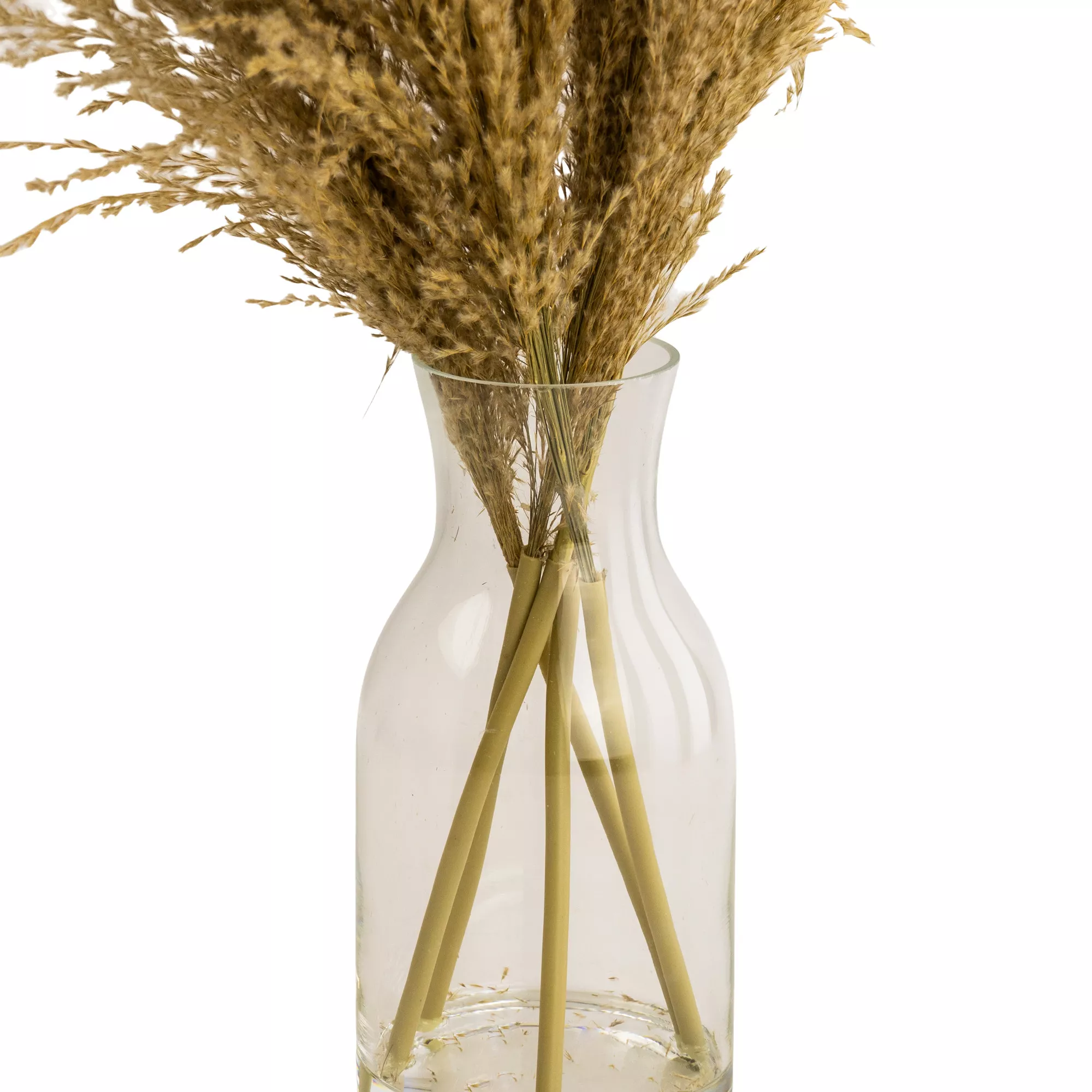49cm Natural Pampas Grass Artificial Plant In Clear Glass Vase 2 49cm Natural Pampas Grass Artificial Plant In Clear Glass Vase - Image 2