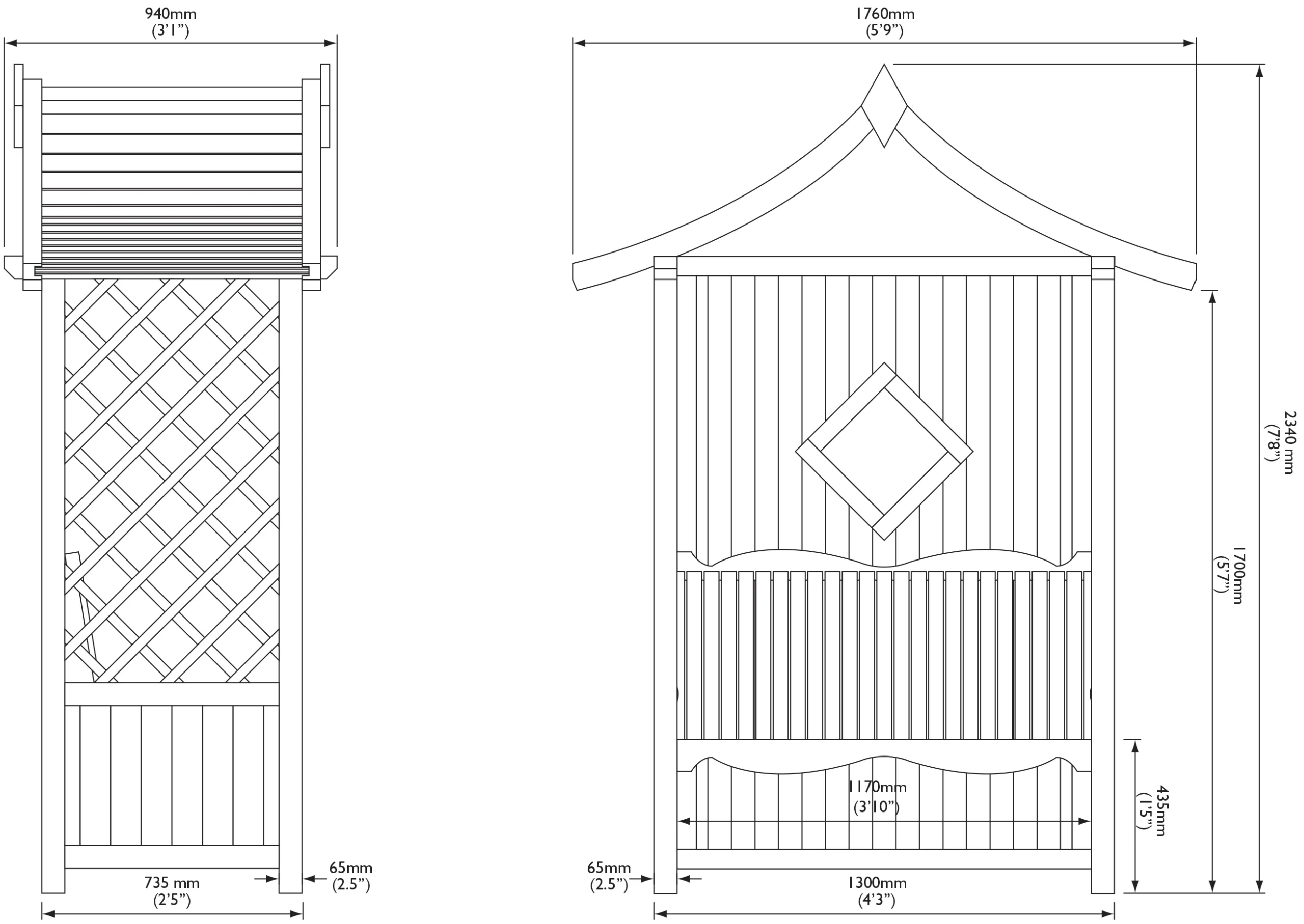 Blooma Elegant Apex Arbour, (H)2340mm (W)1760mm (D)940mm - Assembly Required 3 Blooma Elegant Apex Arbour, (H)2340mm (W)1760mm (D)940mm - Assembly Required - Image 3