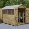 Forest Garden 10x6 Ft Apex Overlap Wooden 2 Door 4 Windows Shed With Floor