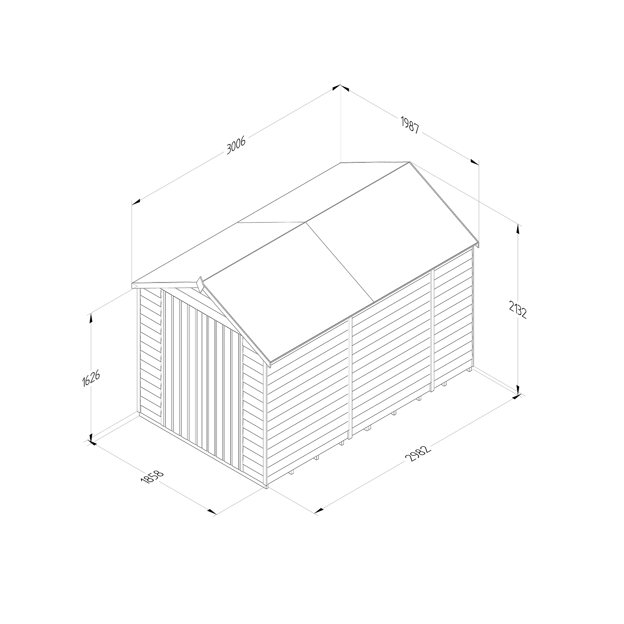 Forest Garden 10x6 Ft Apex Overlap Wooden Shed With Floor 9 Forest Garden 10x6 Ft Apex Overlap Wooden Shed With Floor - Image 9