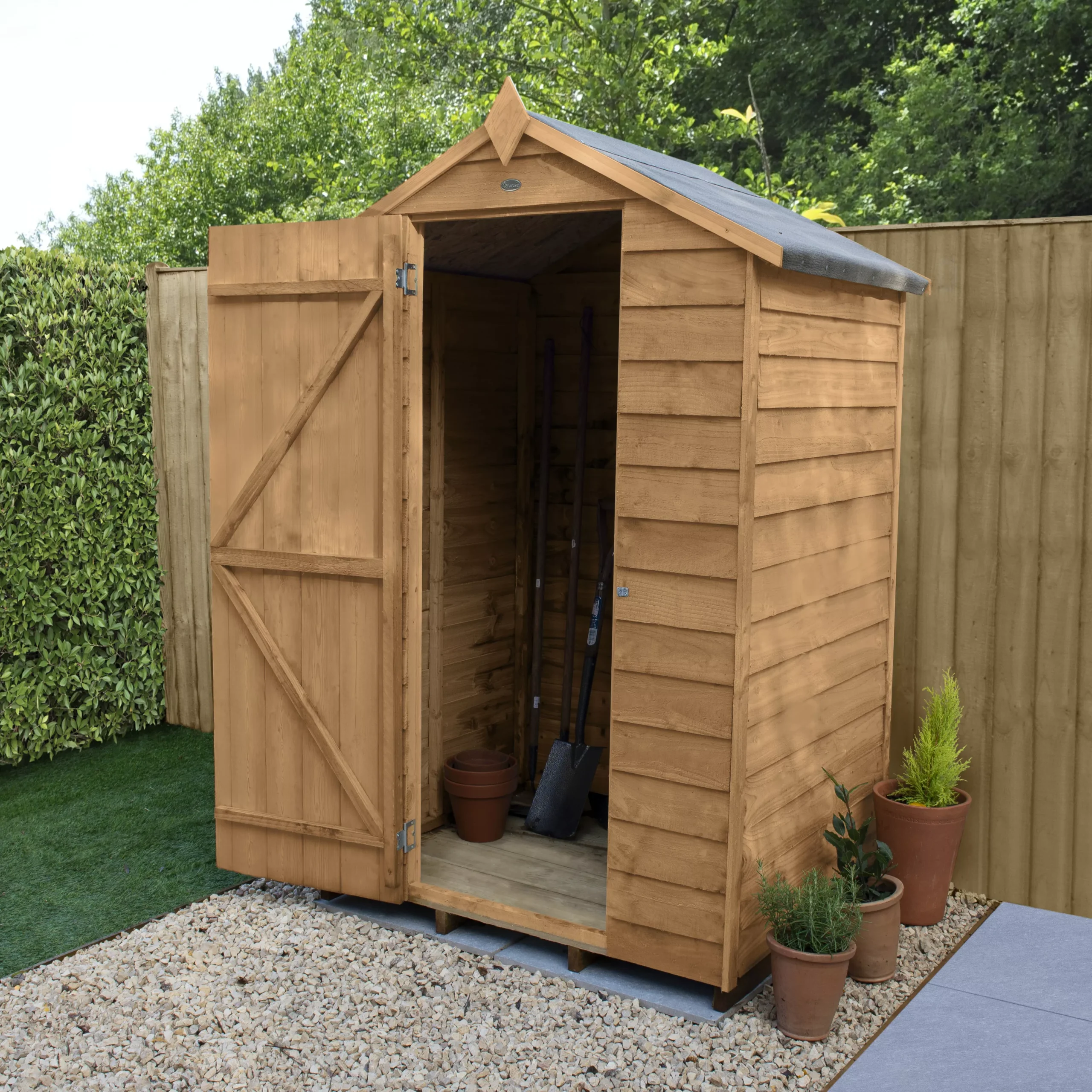 Forest Garden 4x3 Apex Dip Treated Overlap Wooden Shed With Floor 1 Forest Garden 4x3 Apex Dip Treated Overlap Wooden Shed With Floor