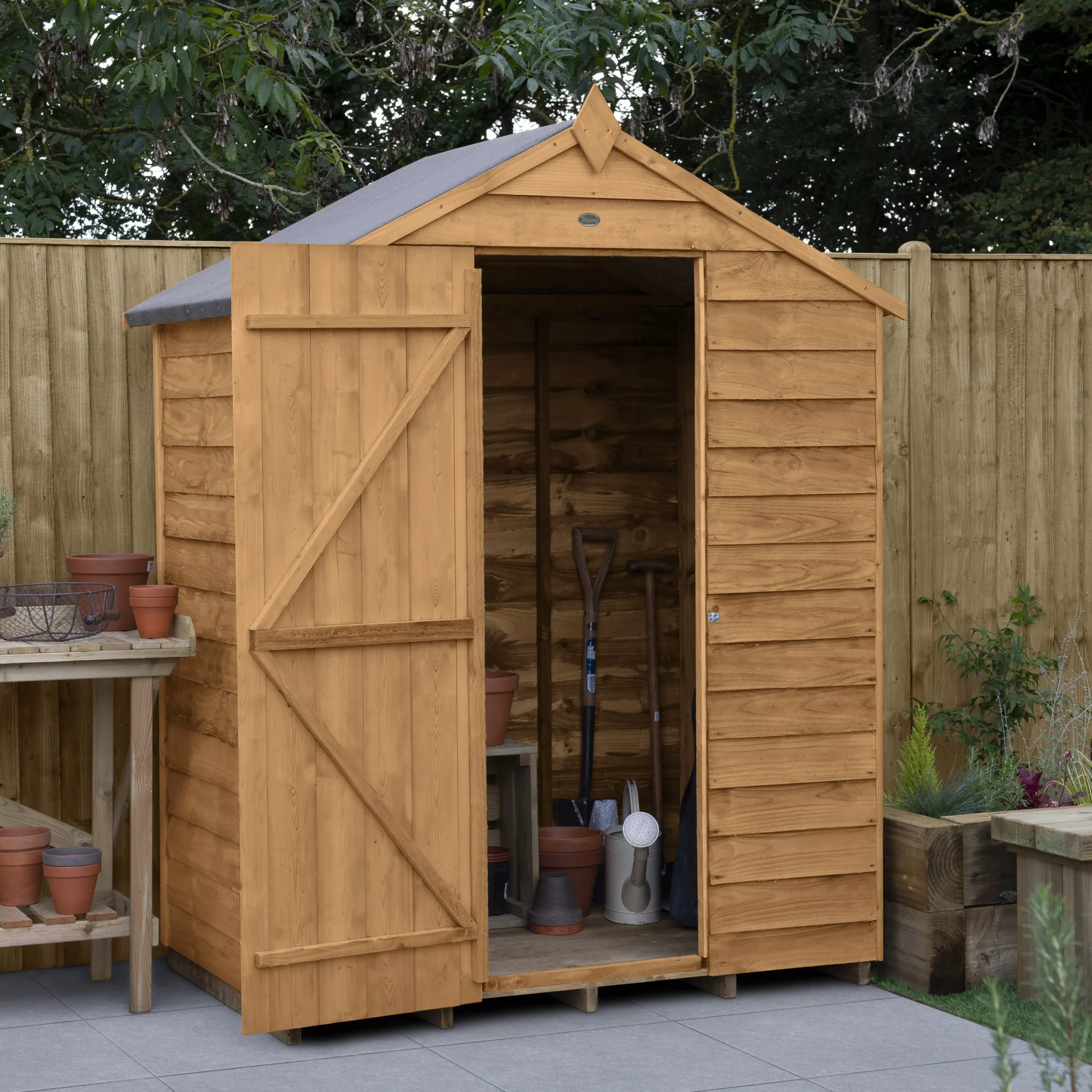 Forest Garden 5x3 Ft Apex Overlap Wooden Shed With Floor - Assembly Service Included 1 Forest Garden 5x3 Ft Apex Overlap Wooden Shed With Floor - Assembly Service Included
