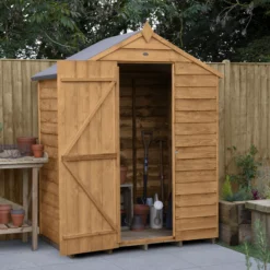 Forest Garden 5x3 Ft Apex Overlap Wooden Shed With Floor (Base Included)