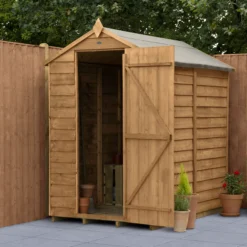 Forest Garden 6x4 Apex Dip Treated Overlap Wooden Shed With Floor (Base Included)