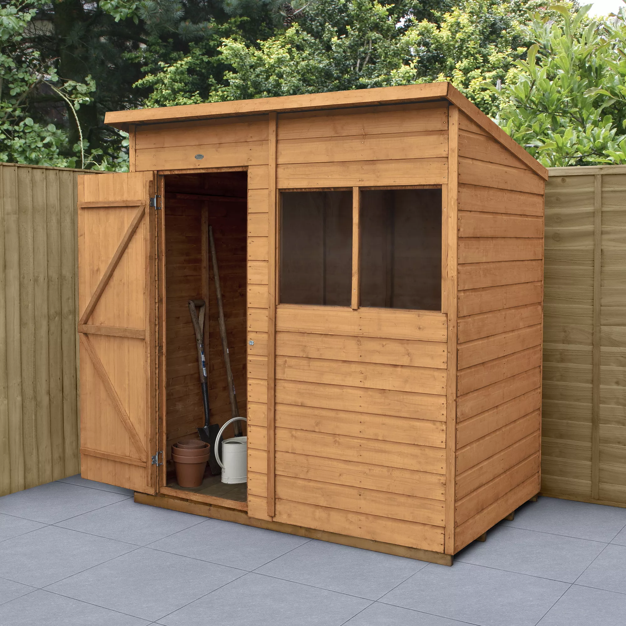 Forest Garden 6x4 Ft Pent Shiplap Wooden 2 Windows Shed With Floor (Base Included) - Assembly Service Included 1 Forest Garden 6x4 Ft Pent Shiplap Wooden 2 Windows Shed With Floor (Base Included) - Assembly Service Included