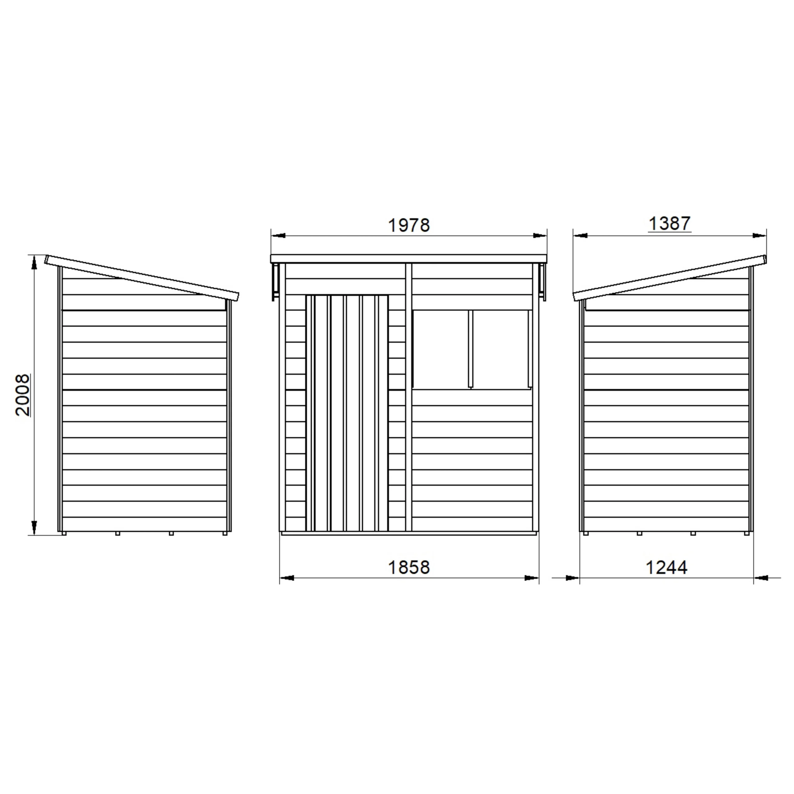 Forest Garden 6x4 Pent Dip Treated Overlap Wooden Shed With Floor (Base Included) 7 Forest Garden 6x4 Pent Dip Treated Overlap Wooden Shed With Floor (Base Included) - Image 7