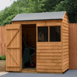 Forest Garden 6x4 Reverse Apex Dip Treated Overlap Wooden Shed With Floor (Base Included)