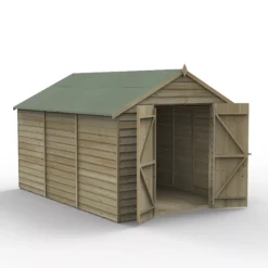Forest Garden 8x12 Apex Pressure Treated Overlap Wooden Shed With Floor (Base Included)