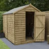 Forest Garden 8x6 Apex Pressure Treated Overlap Wooden Shed With Floor (Base Included)