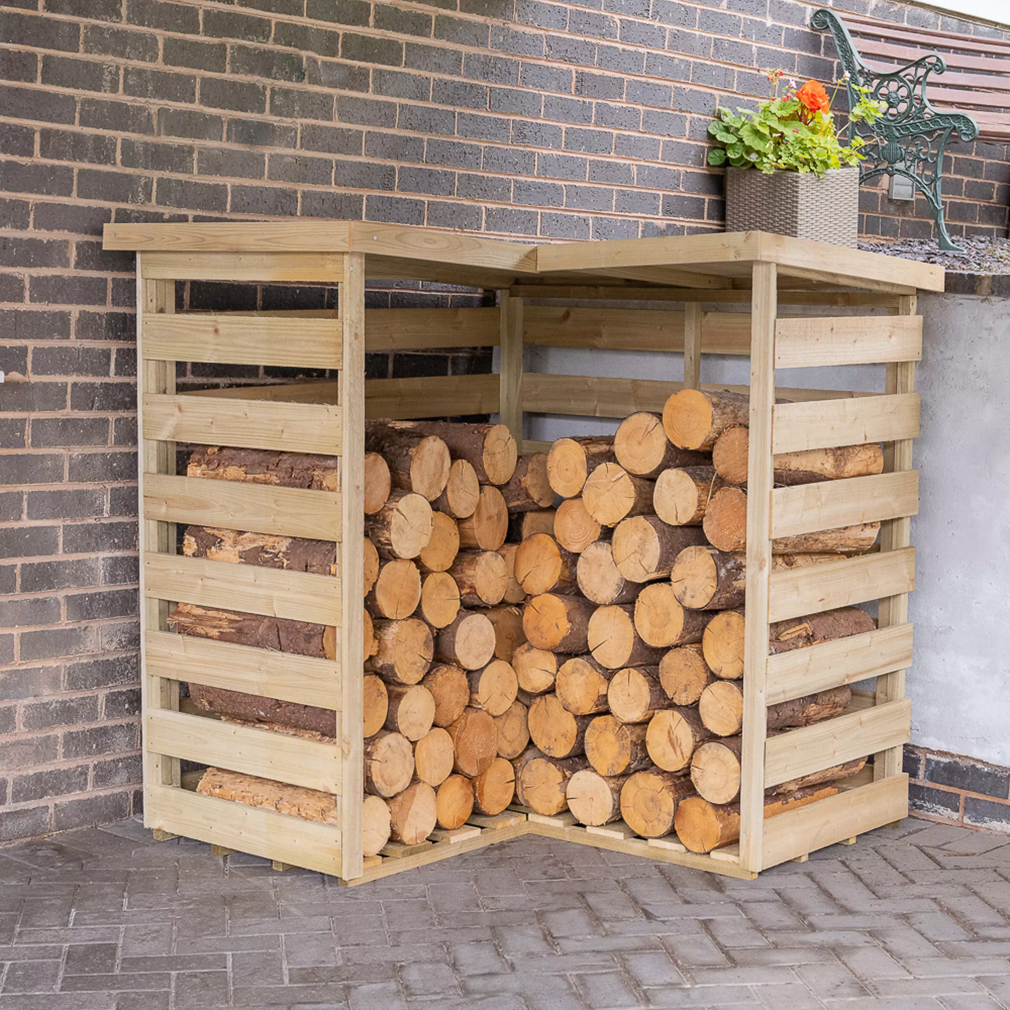 Forest Garden Corner Timber 4x4 Ft Log Store 1 Forest Garden Corner Timber 4x4 Ft Log Store