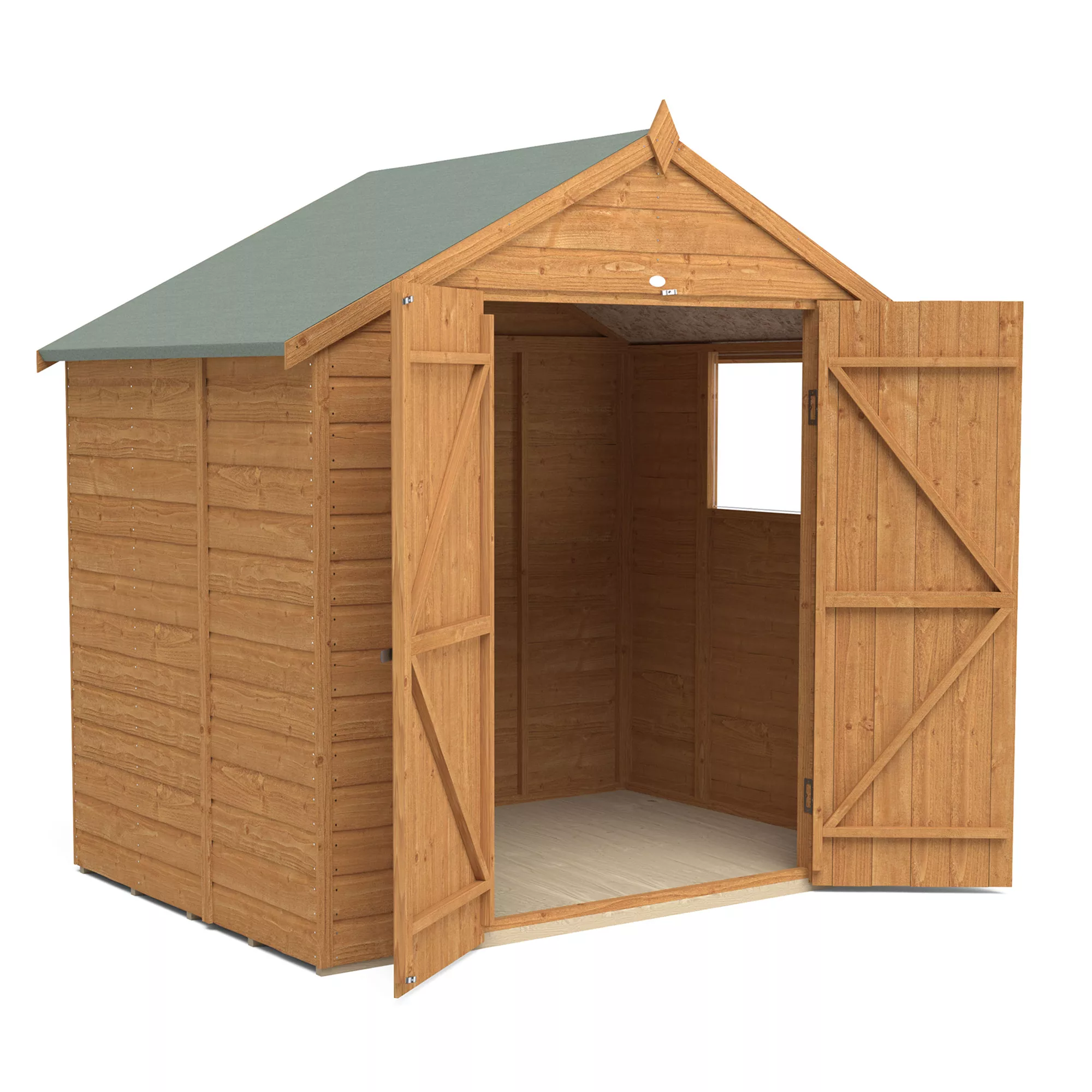 Forest Garden Delamere 7x5 Ft Apex Shiplap Wooden 2 Door Shed With Floor 3 Forest Garden Delamere 7x5 Ft Apex Shiplap Wooden 2 Door Shed With Floor - Image 3
