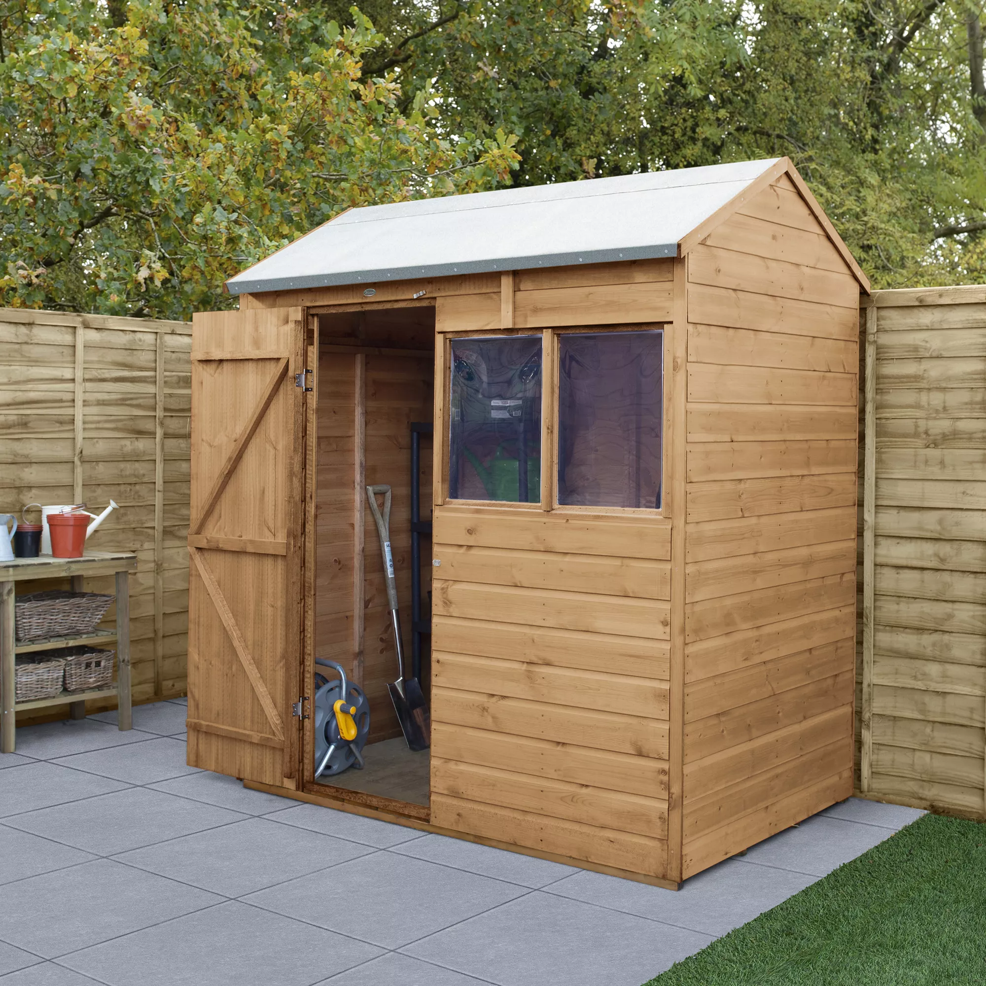 Forest Garden Delamere Range 6x4 Ft Reverse Apex Shiplap Wooden 2 Windows Shed With Floor 7 Forest Garden Delamere Range 6x4 Ft Reverse Apex Shiplap Wooden 2 Windows Shed With Floor - Image 7