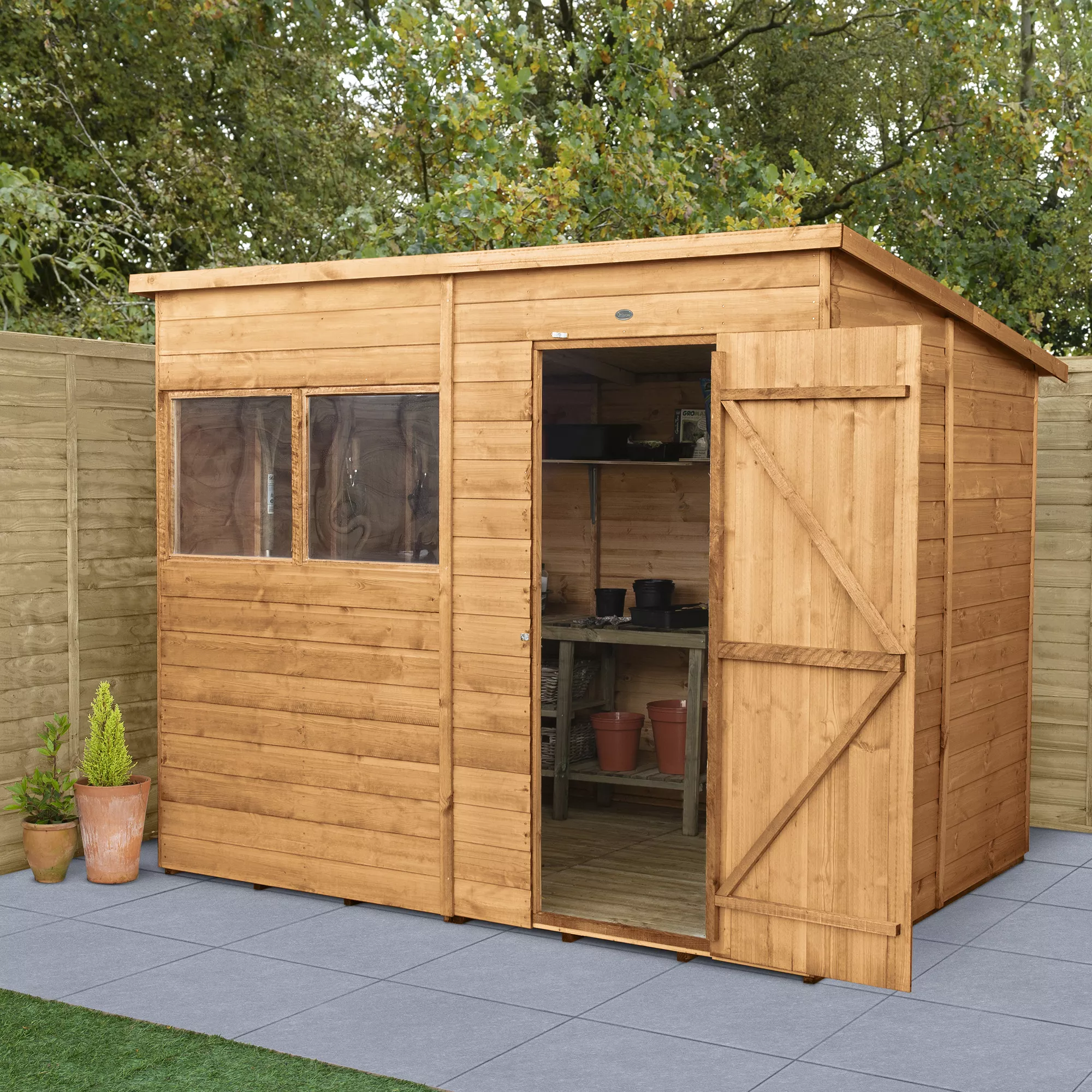 Forest Garden Delamere Range 8x6 Ft Pent Shiplap Wooden 2 Windows Shed With Floor 7 Forest Garden Delamere Range 8x6 Ft Pent Shiplap Wooden 2 Windows Shed With Floor - Image 7