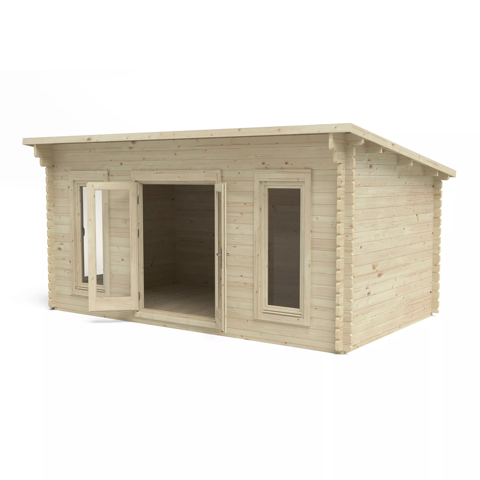 Forest Garden Elmley 5x3 Toughened Glass Pent Loglap Solid Wood Cabin With Double Door - Assembly Service Included 5 Forest Garden Elmley 5x3 Toughened Glass Pent Loglap Solid Wood Cabin With Double Door - Assembly Service Included - Image 5
