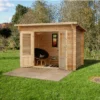 Forest Garden Harwood 3x2 Toughened Glass Pent Loglap Solid Wood Cabin With Double Door - Assembly Service Included