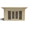 Forest Garden Melbury 4x3 Toughened Glass Pent Loglap Solid Wood Cabin With Double Door - Assembly Service Included