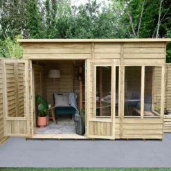 Forest Garden Oakley 10x6 Pent Overlap Solid Wood Summer House With Double Door -Deals Good Garden Tool Store forest garden oakley 10x6 pent overlap solid wood summer house with double door5013053188682 03i bq