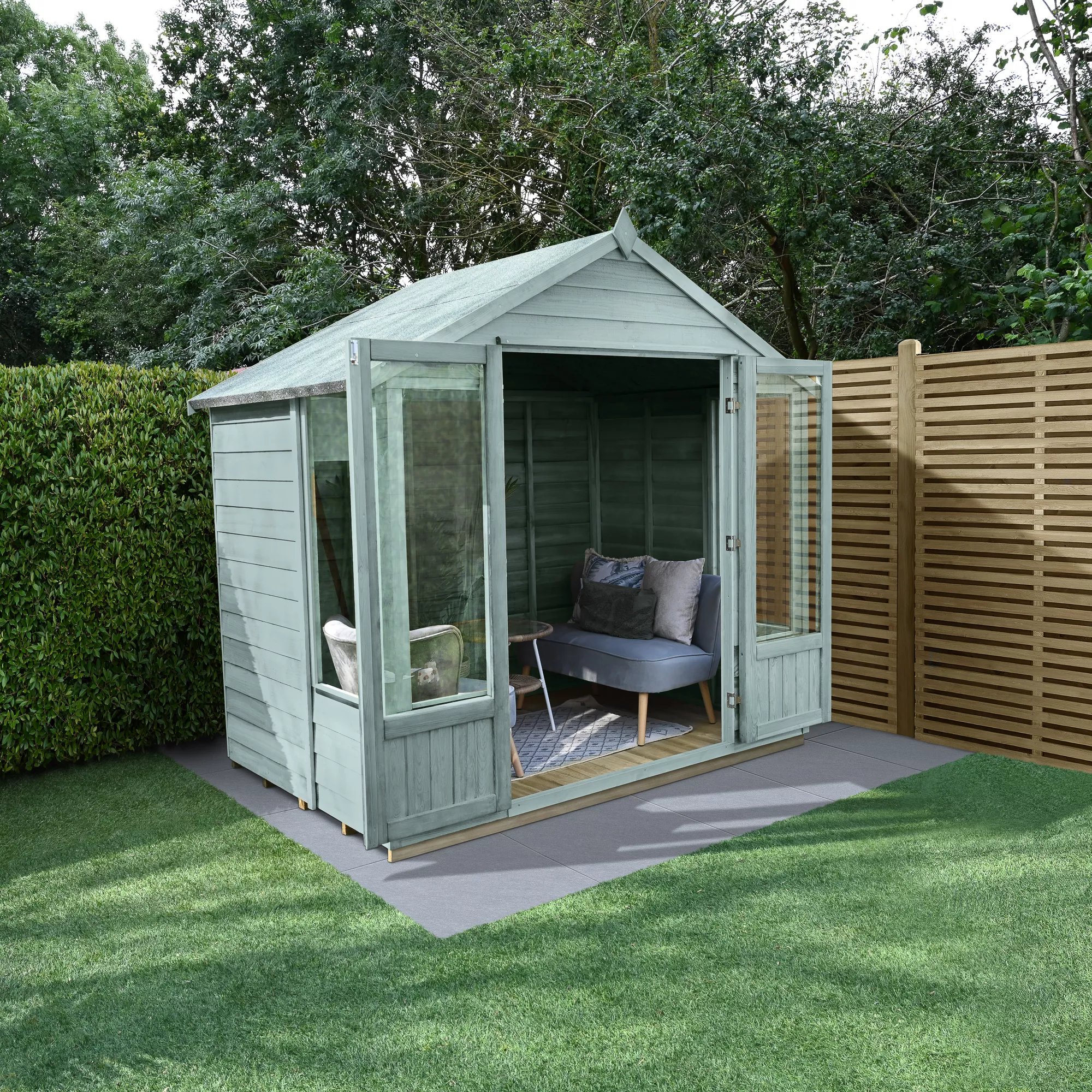 Forest Garden Oakley 7x5 Apex Overlap Solid Wood Summer House With Double Door 4 Forest Garden Oakley 7x5 Apex Overlap Solid Wood Summer House With Double Door - Image 4