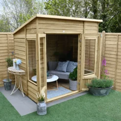 Forest Garden Oakley 7x5 Pent Overlap Solid Wood Summer House With Double Door (Base Included) - Assembly Service Included -Deals Good Garden Tool Store forest garden oakley 7x5 pent overlap solid wood summer house with double door base included assembly service included5013053188569 02i bq