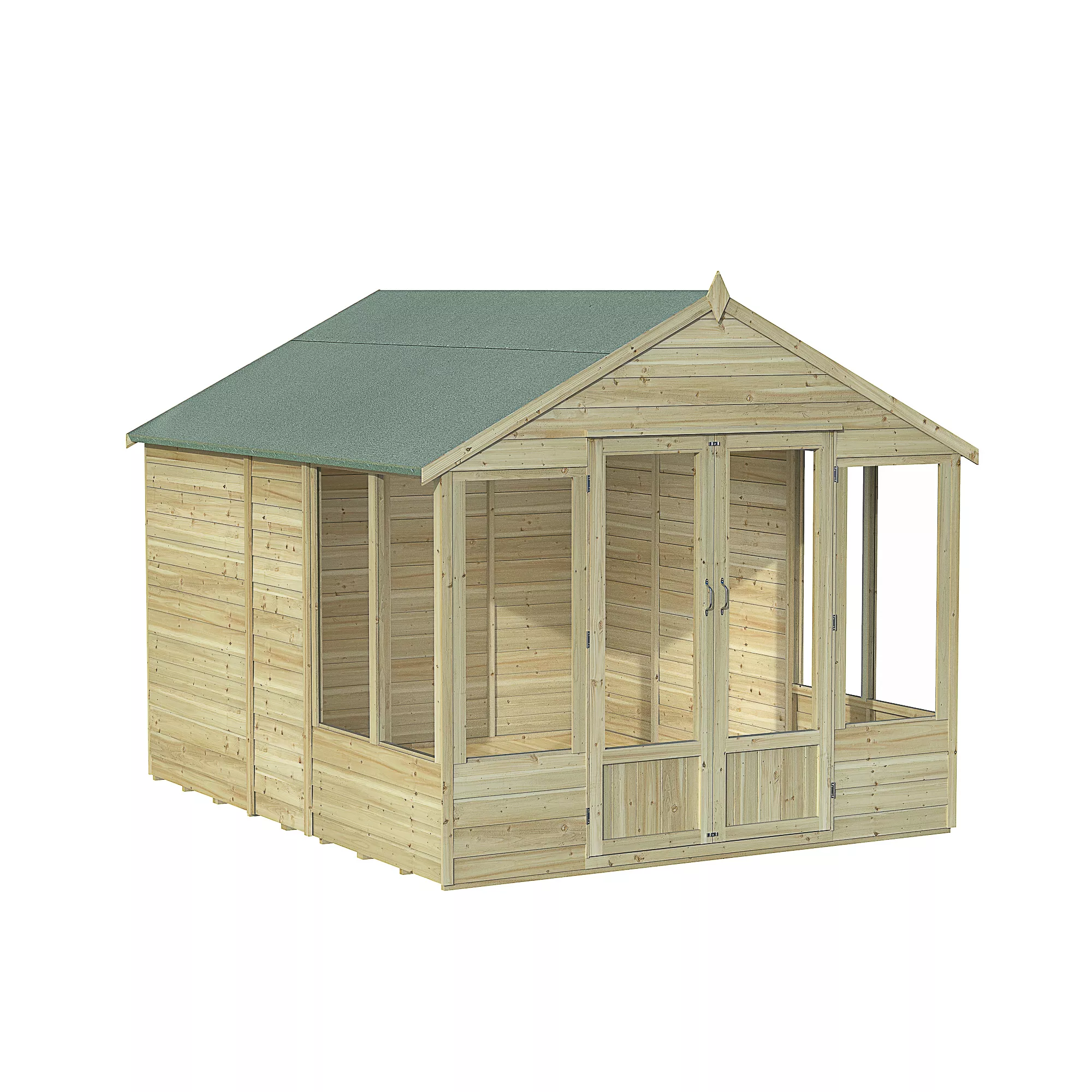 Forest Garden Oakley 8x10 Apex Overlap Solid Wood Summer House With Double Door (Base Included) 2 Forest Garden Oakley 8x10 Apex Overlap Solid Wood Summer House With Double Door (Base Included) - Image 2