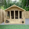 Forest Garden Oakley 8x12 Apex Overlap Solid Wood Summer House With Double Door (Base Included) - Assembly Service Included