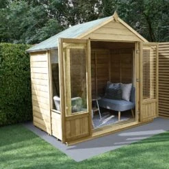 Forest Garden Oakley 8x6 Apex Overlap Solid Wood Summer House With Double Door - Assembly Service Included -Deals Good Garden Tool Store forest garden oakley 8x6 apex overlap solid wood summer house with double door assembly service included5013053188583 03i bq