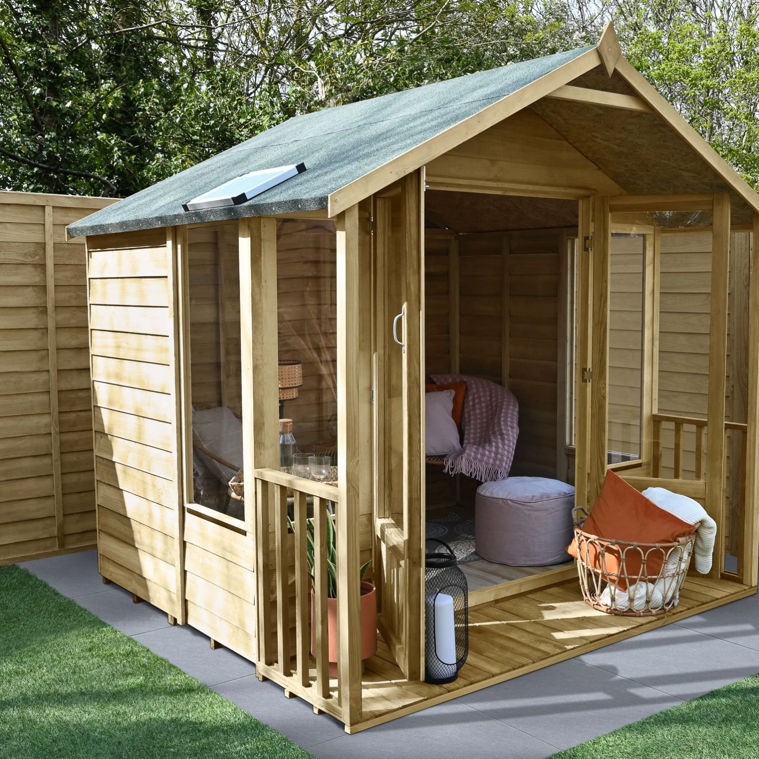 Forest Garden Oakley 8x8 Apex Overlap Solid Wood Summer House With Double Door (Base Included) - Assembly Service Included 2 Forest Garden Oakley 8x8 Apex Overlap Solid Wood Summer House With Double Door (Base Included) - Assembly Service Included - Image 2