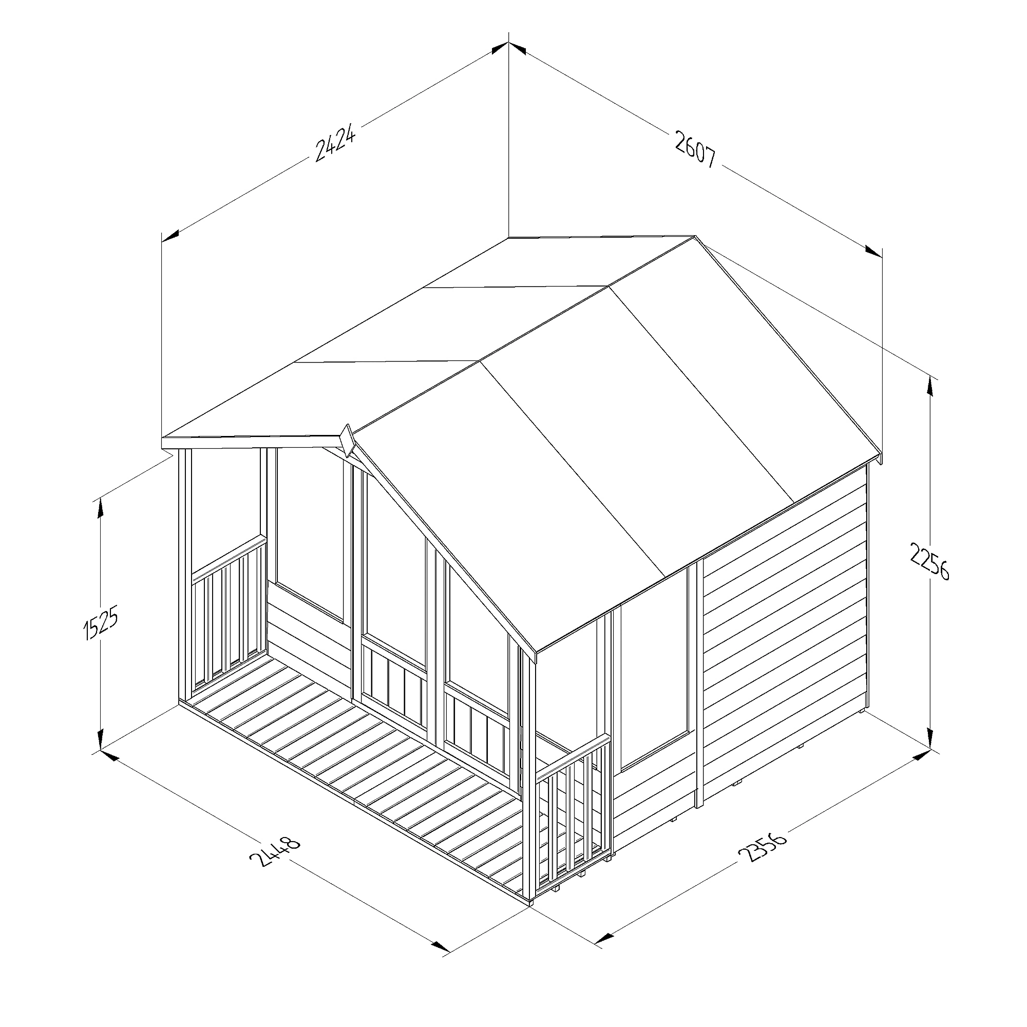 Forest Garden Oakley 8x8 Apex Overlap Solid Wood Summer House With Double Door (Base Included) - Assembly Service Included 3 Forest Garden Oakley 8x8 Apex Overlap Solid Wood Summer House With Double Door (Base Included) - Assembly Service Included - Image 3