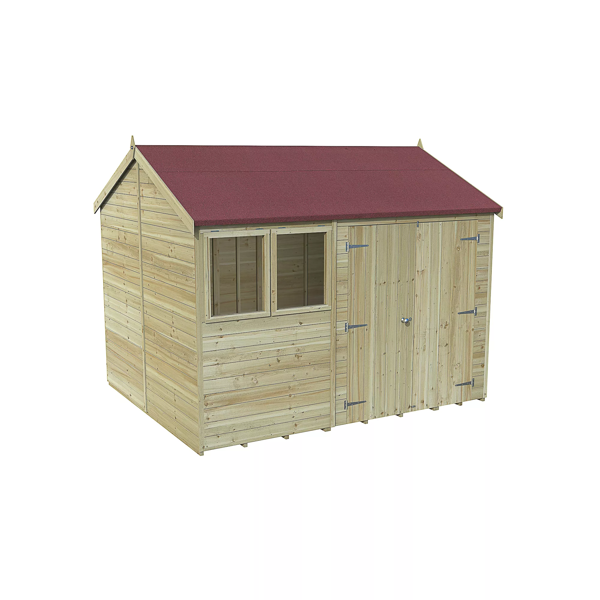 Forest Garden Timberdale 10x8 Ft Reverse Apex Tongue & Groove Wooden 2 Door Shed With Floor (Base Included) 2 Forest Garden Timberdale 10x8 Ft Reverse Apex Tongue & Groove Wooden 2 Door Shed With Floor (Base Included) - Image 2