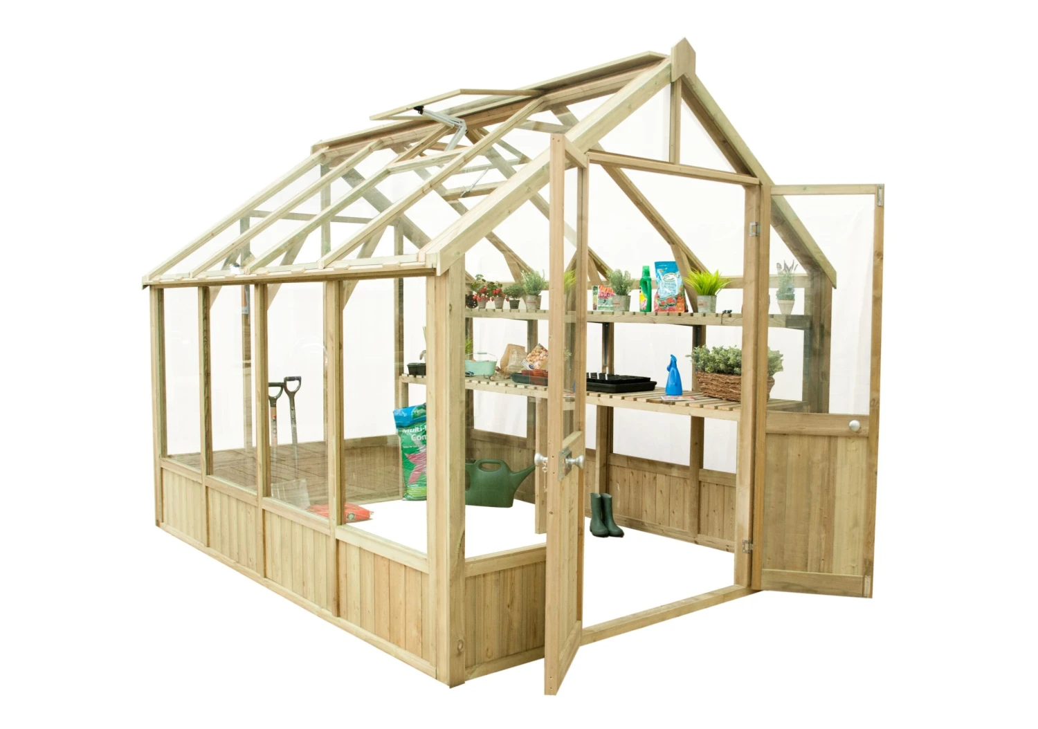 Forest Garden Vale Natural Timber 10x8 Greenhouse 1 Forest Garden Vale Natural Timber 10x8 Greenhouse