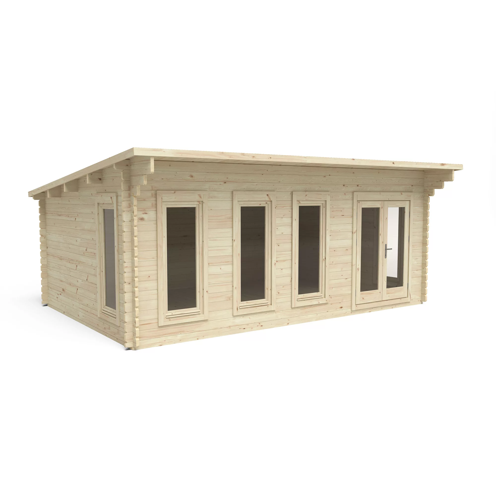 Forest Garden Wolverley 6x4 Toughened Glass Pent Loglap Solid Wood Cabin With Double Door 2 Forest Garden Wolverley 6x4 Toughened Glass Pent Loglap Solid Wood Cabin With Double Door - Image 2