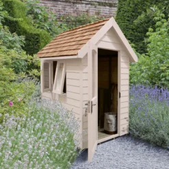 Forest Retreat 6X4 Apex Pressure Treated Overlap Cream Shed With Floor - Assembly Service Included