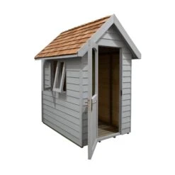 Forest Retreat 6X4 Apex Pressure Treated Overlap Grey Shed With Floor - Assembly Service Included -Deals Good Garden Tool Store forest retreat 6x4 apex pressure treated overlap grey shed with floor assembly service included5013053176504 02c bq