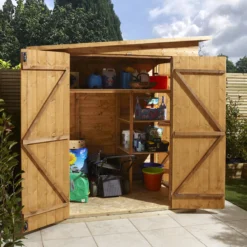 GoodHome Clapperton 6x4ft Pent Dip Treated Shiplap Shed With Floor -Deals Good Garden Tool Store goodhome clapperton 6x4ft pent dip treated shiplap shed with floor5059340270135 09i