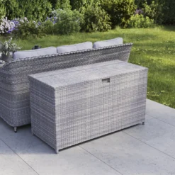 GoodHome Hamilton Steeple Grey Rattan Effect Storage Box (W) 180cm X (D) 65cm