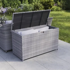 GoodHome Hamilton Steeple Grey Rattan Effect Storage Box (W) 180cm X (D) 65cm -Deals Good Garden Tool Store goodhome hamilton steeple grey rattan effect storage box w 180cm x d 65cm5059340677415 02i
