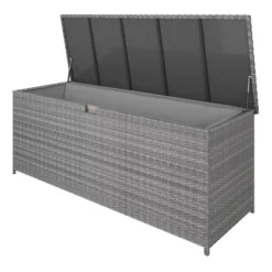 GoodHome Hamilton Steeple Grey Rattan Effect Storage Box (W) 180cm X (D) 65cm -Deals Good Garden Tool Store goodhome hamilton steeple grey rattan effect storage box w 180cm x d 65cm5059340677415 21c