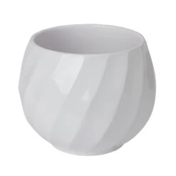 GoodHome White Clay Swirl Circular Plant Pot (Dia)26.5cm