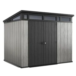 Keter Artisan 9x7 Ft Pent Tongue & Groove Grey Plastic Shed With Floor -Deals Good Garden Tool Store keter artisan 9x7 ft pent tongue groove grey plastic shed with floor7290106933996 01c bq