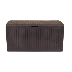 Keter Comfy Wood Effect Plastic Garden Storage Box 270L -Deals Good Garden Tool Store keter comfy wood effect plastic garden storage box 270l7290106930179 03c