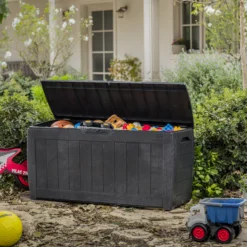 Keter Hollywood Wood Effect Plastic Garden Storage Box