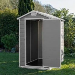 Keter Manor 6x4 Ft Gable Grey Plastic Shed With Floor -Deals Good Garden Tool Store keter manor 6x4 ft gable grey plastic shed with floor7290103660352 03i BQ