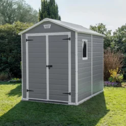 Keter Manor 8x6 Apex Grey Plastic Shed With Floor