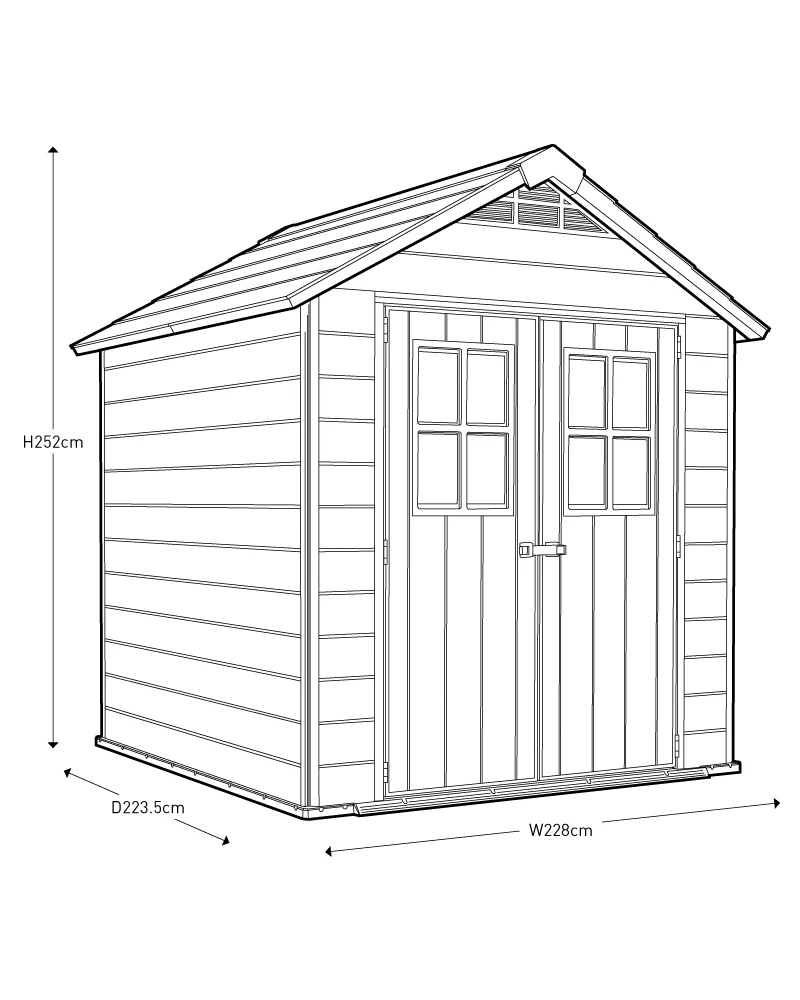 Keter Newton 7.5x7 Apex Tongue & Groove Composite Shed With Floor 16 Keter Newton 7.5x7 Apex Tongue & Groove Composite Shed With Floor - Image 16