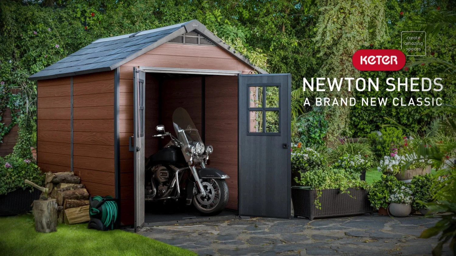 Keter Newton 7.5x7 Apex Tongue & Groove Composite Shed With Floor 2 Keter Newton 7.5x7 Apex Tongue & Groove Composite Shed With Floor - Image 2