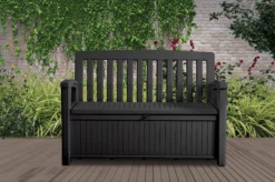 Keter Patio Wood Effect Garden Storage Bench Box - Partial Assembly Required 227L -Deals Good Garden Tool Store keter patio wood effect garden storage bench box partial assembly required 227l7290112634825 01i bq