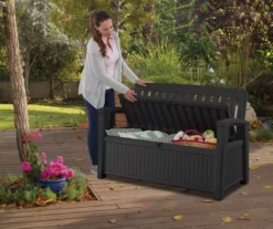 Keter Patio Wood Effect Garden Storage Bench Box - Partial Assembly Required 227L -Deals Good Garden Tool Store keter patio wood effect garden storage bench box partial assembly required 227l7290112634825 03i bq