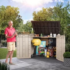 Keter Store It Out Midi Wood Effect Garden Storage Box -Deals Good Garden Tool Store keter store it out midi wood effect garden storage box7290112634276 05i bq